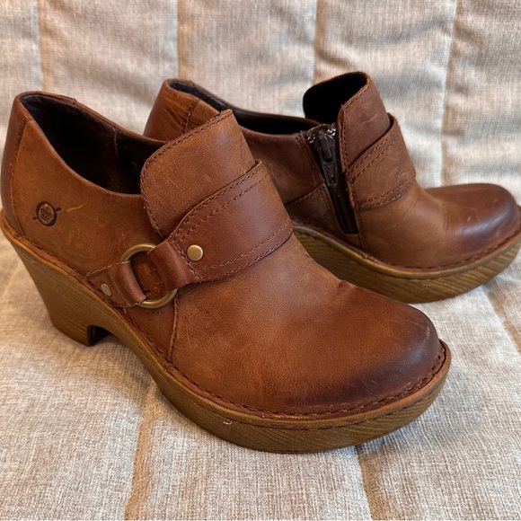 Born Platform Clog Dollie Y2K Chunky Slip on Leather Booties in Dark Espresso - Picture 1 of 9